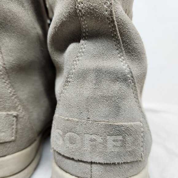 Sorel Womens 6.5 Mid Calf Suede Lace Boots Faux Fur Beige Explorer Joan Boot - Picture 9 of 11